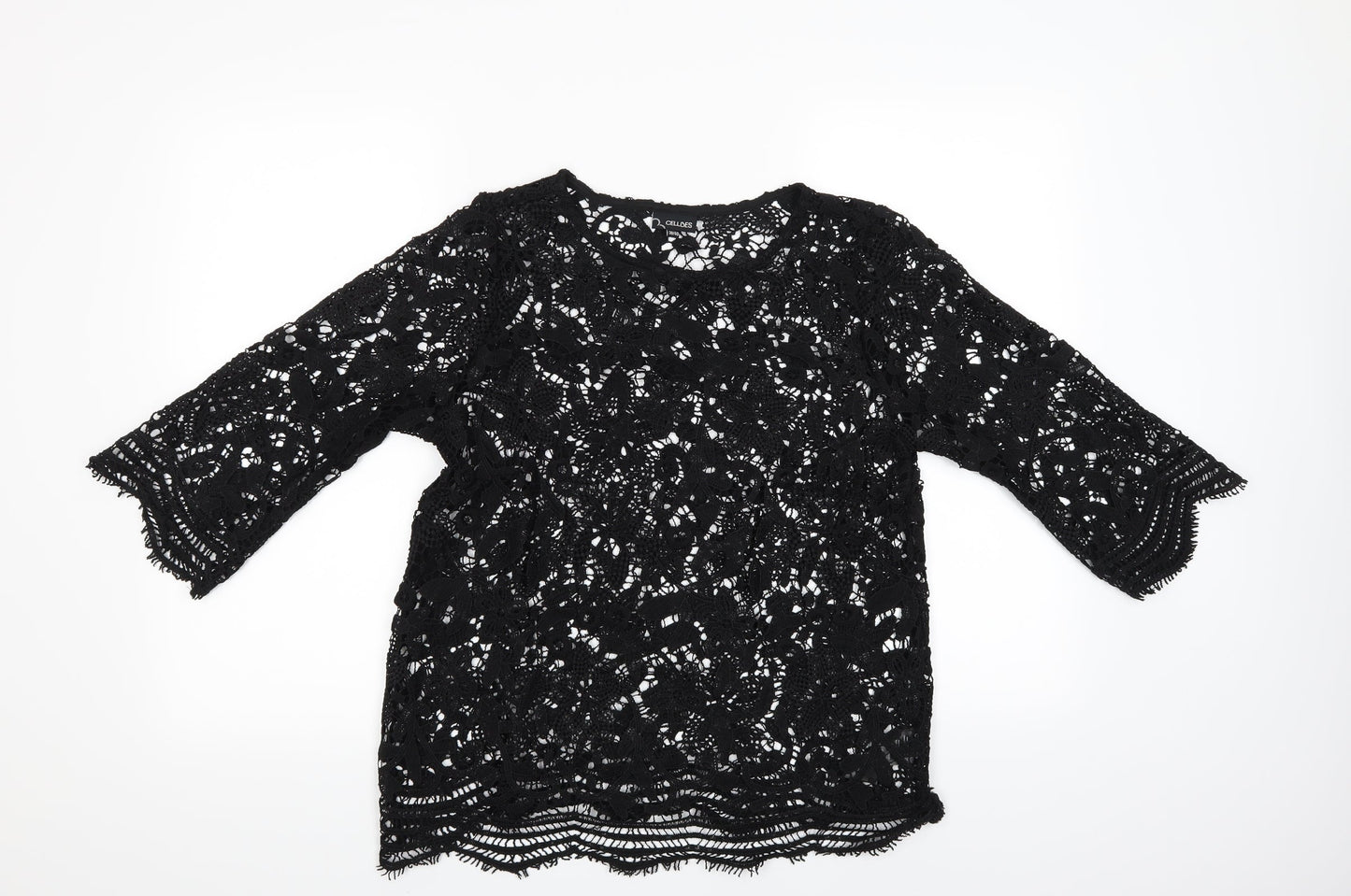 Cellbes Womens Black Floral  Tunic Blouse Size 10