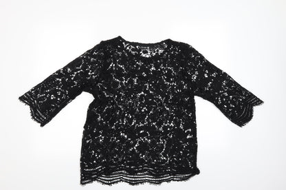 Cellbes Womens Black Floral  Tunic Blouse Size 10