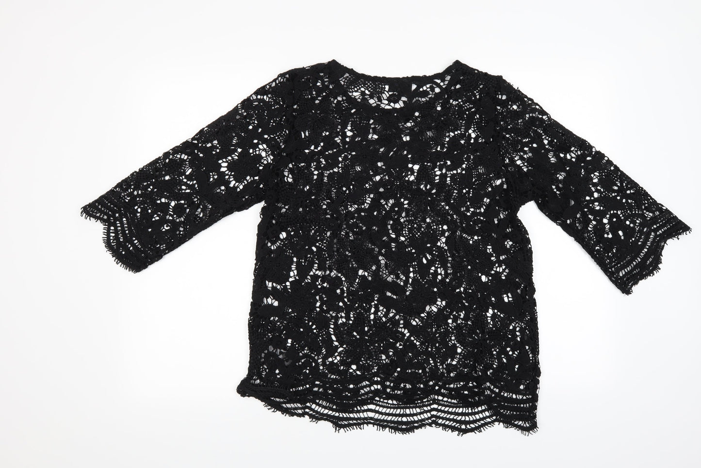 Cellbes Womens Black Floral  Tunic Blouse Size 10