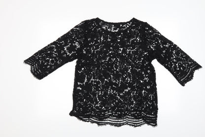 Cellbes Womens Black Floral  Tunic Blouse Size 10
