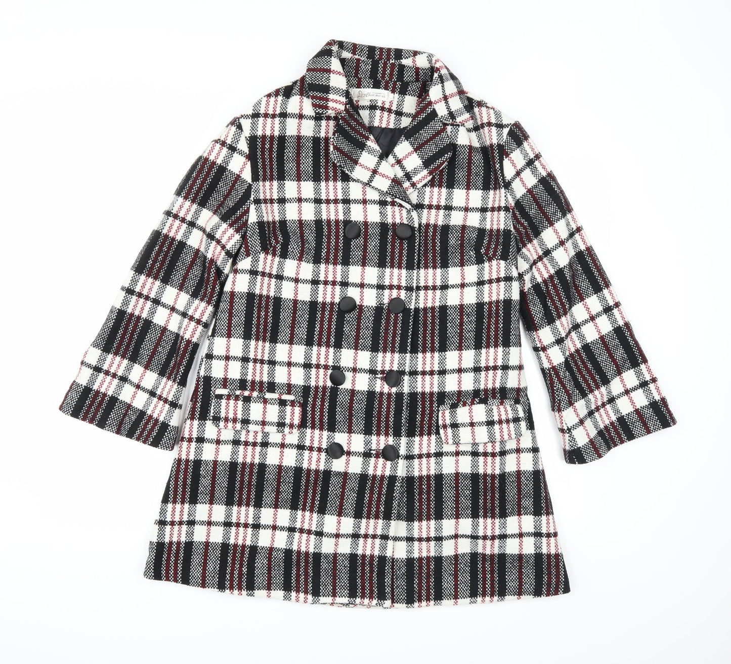 chun mei na Womens White Plaid  Parka Coat Size L