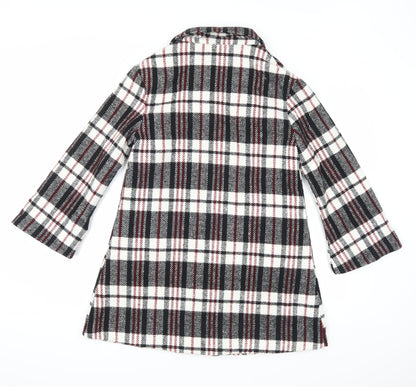 chun mei na Womens White Plaid  Parka Coat Size L