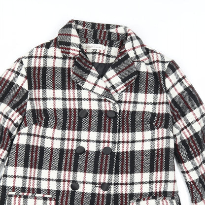chun mei na Womens White Plaid  Parka Coat Size L