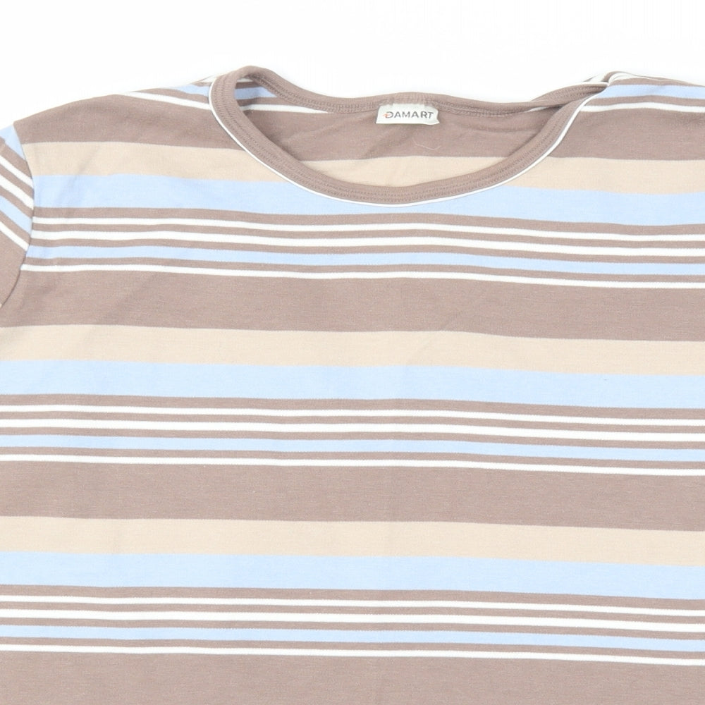 Damart Womens Brown Striped  Basic T-Shirt Size XL