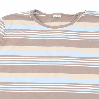 Damart Womens Brown Striped  Basic T-Shirt Size XL