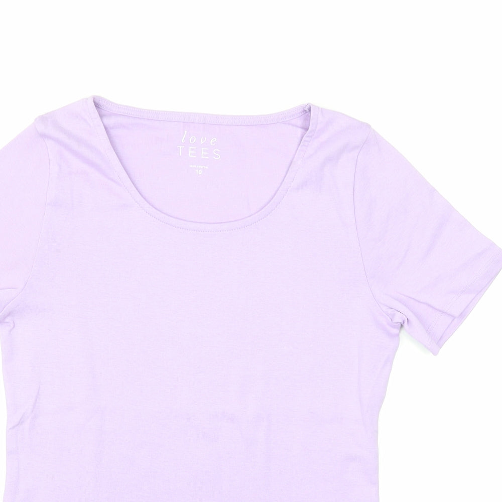 Womens UK Size 10 love tees Purple Basic T-Shirt