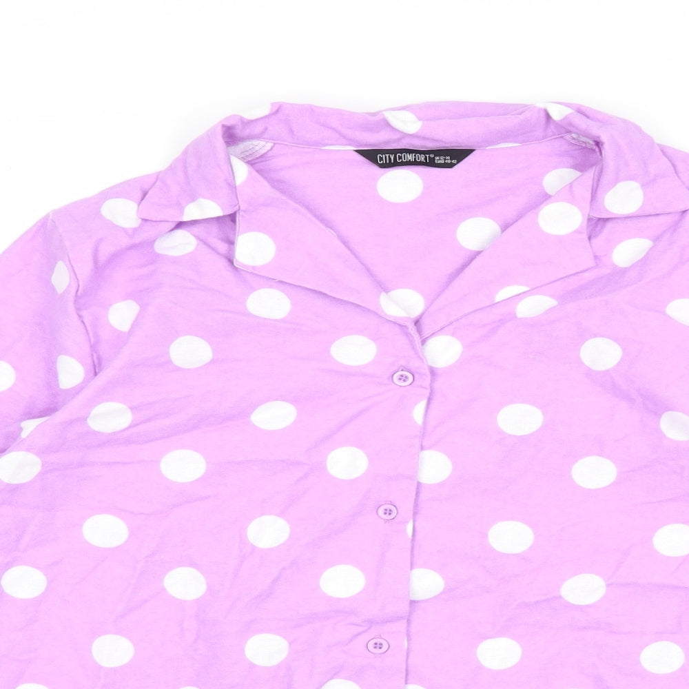 City Comfort Womens Purple Polka Dot  Basic Button-Up Size 12  - 12-14 size