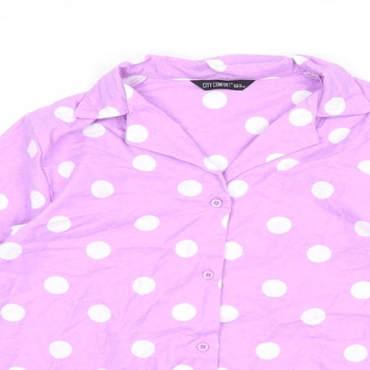 City Comfort Womens Purple Polka Dot  Basic Button-Up Size 12  - 12-14 size