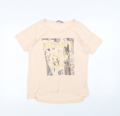 Womens UK Size 10 Dorothy Perkins Beige Cropped T-Shirt