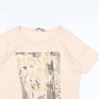 Womens UK Size 10 Dorothy Perkins Beige Cropped T-Shirt