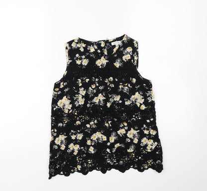 Womens UK Size 8 Topshop Black Cropped Tank