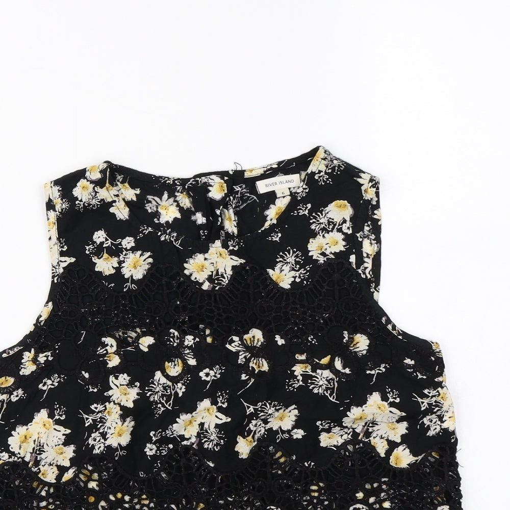 Womens UK Size 8 Topshop Black Cropped Tank