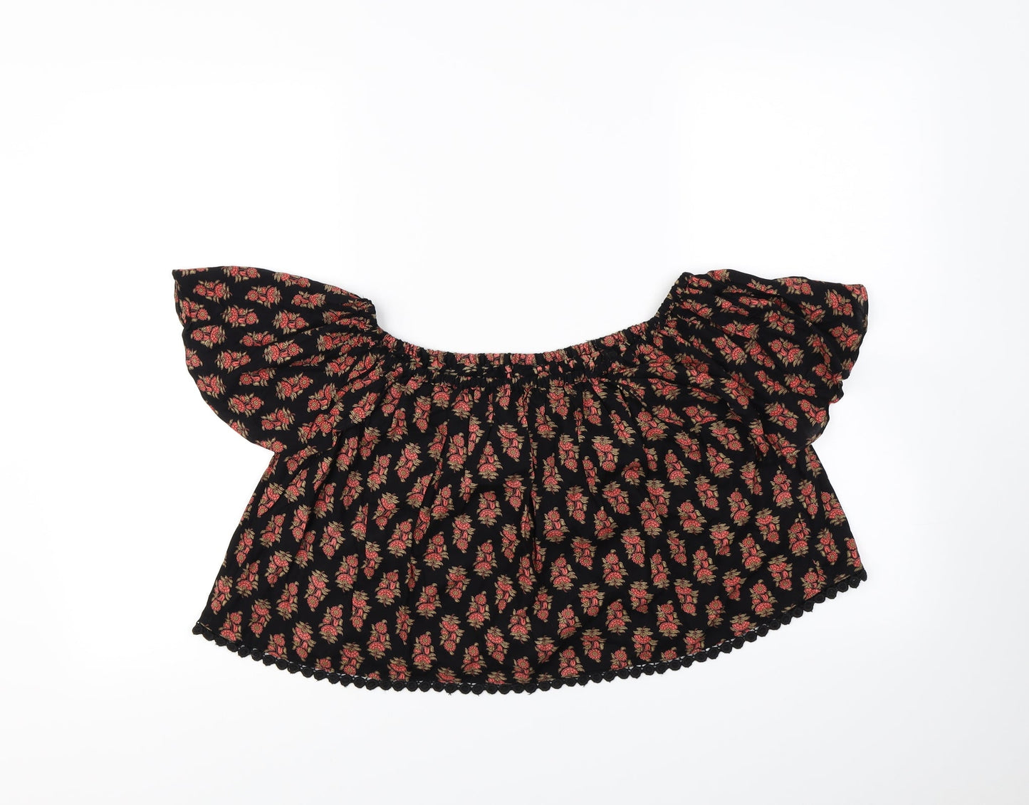 Womens UK Size 6 Topshop Black Cropped Blouse