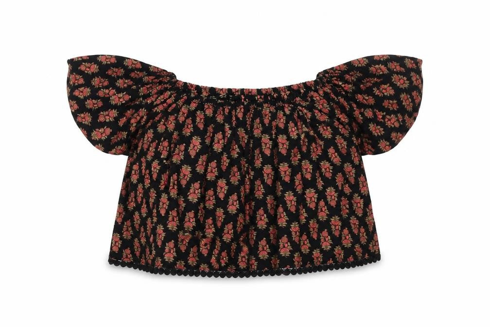 Womens UK Size 6 Topshop Black Cropped Blouse