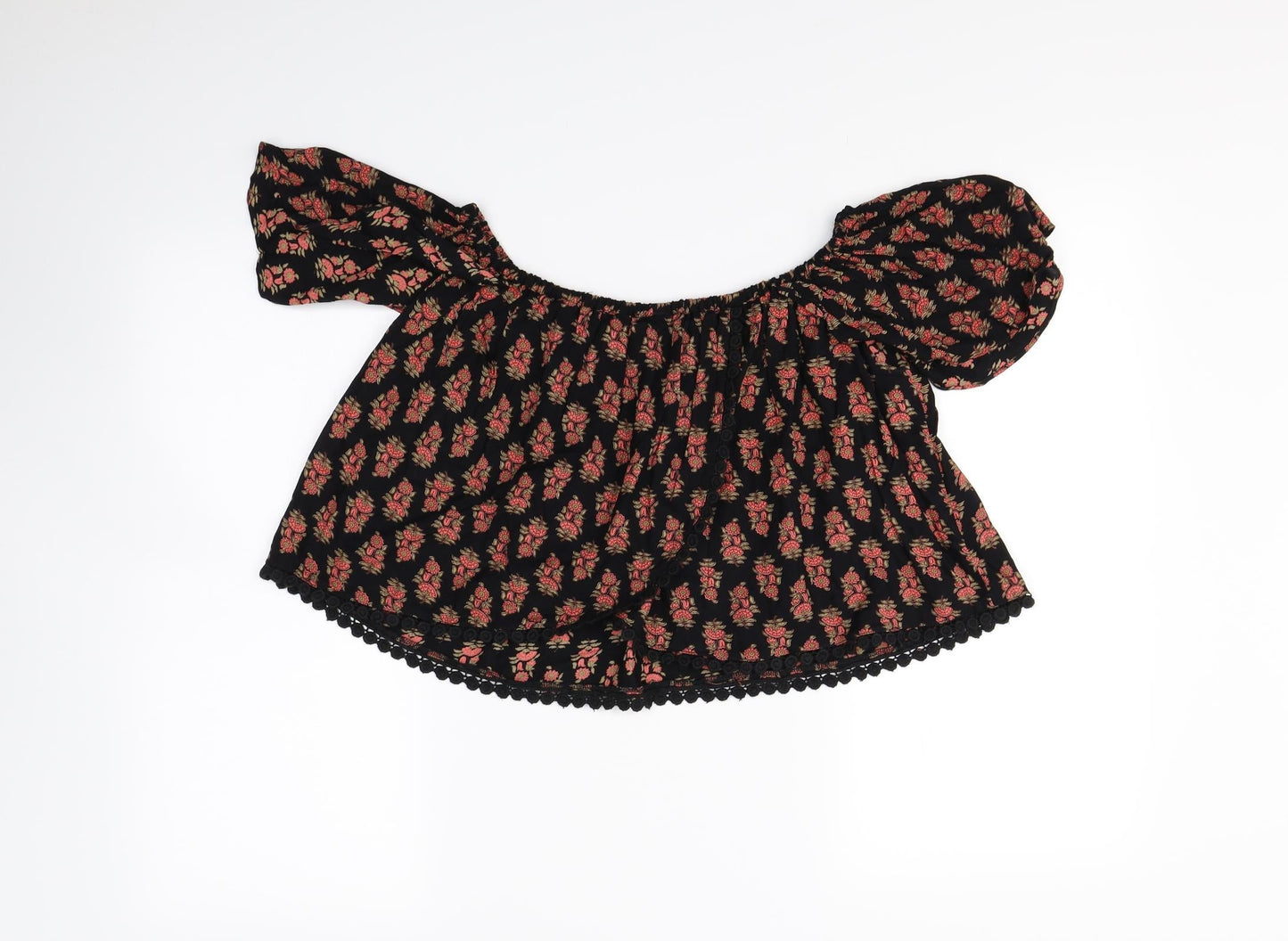 Womens UK Size 6 Topshop Black Cropped Blouse