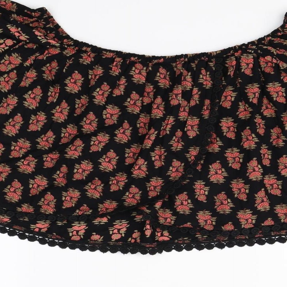 Womens UK Size 6 Topshop Black Cropped Blouse