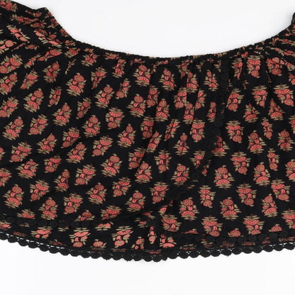 Womens UK Size 6 Topshop Black Cropped Blouse
