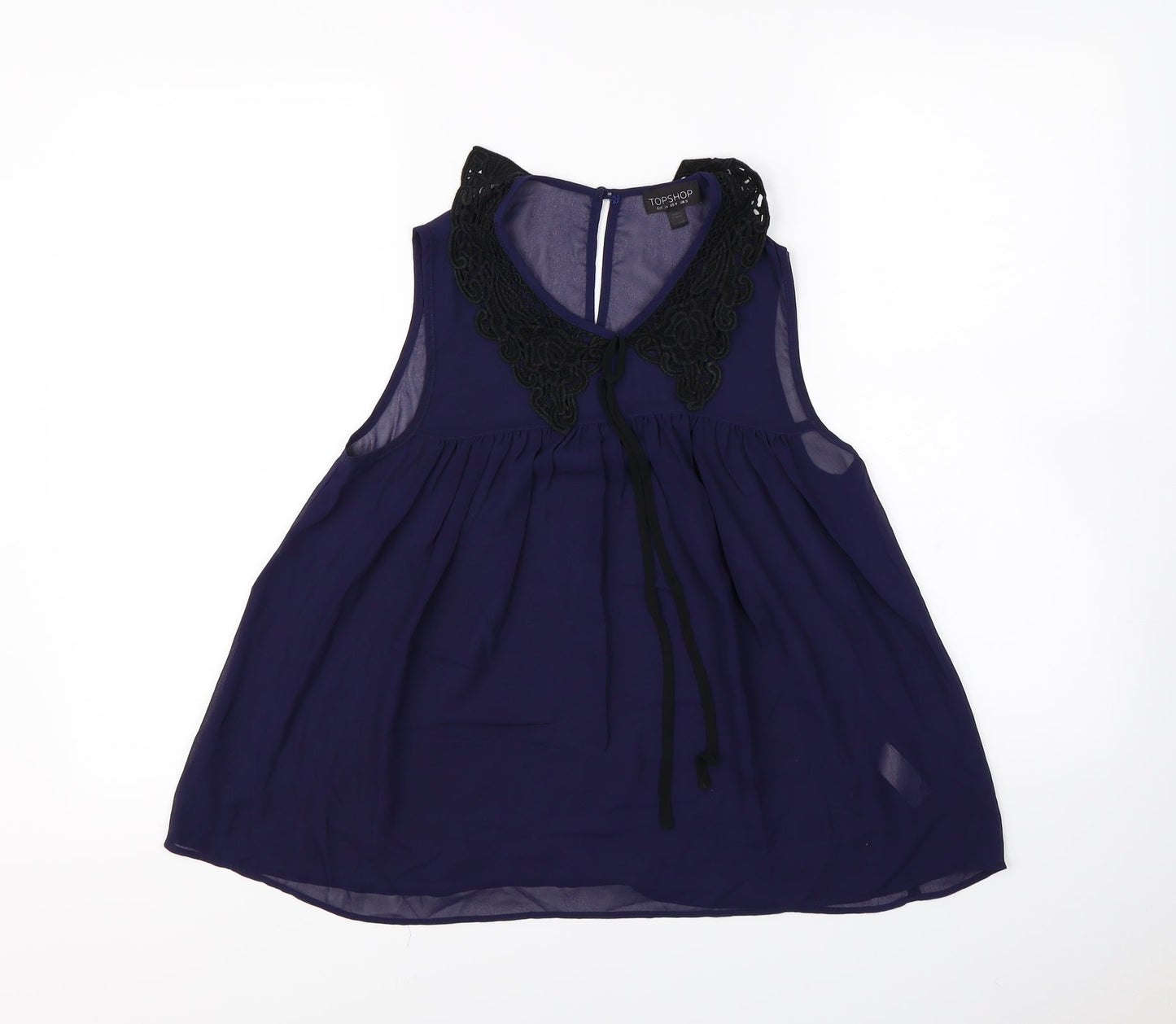 Womens UK Size 8 Topshop Blue Basic Tank
