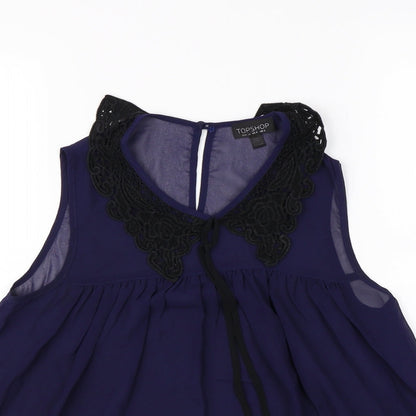 Womens UK Size 8 Topshop Blue Basic Tank