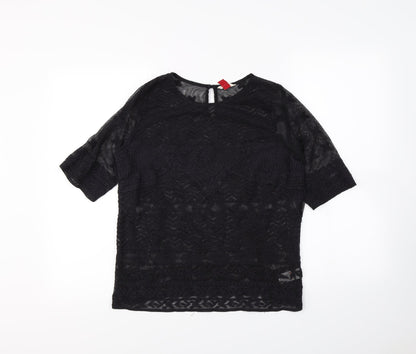 Womens UK Size 12 Falmer Heritage Black Basic T-Shirt