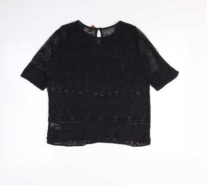 Womens UK Size 12 Falmer Heritage Black Basic T-Shirt