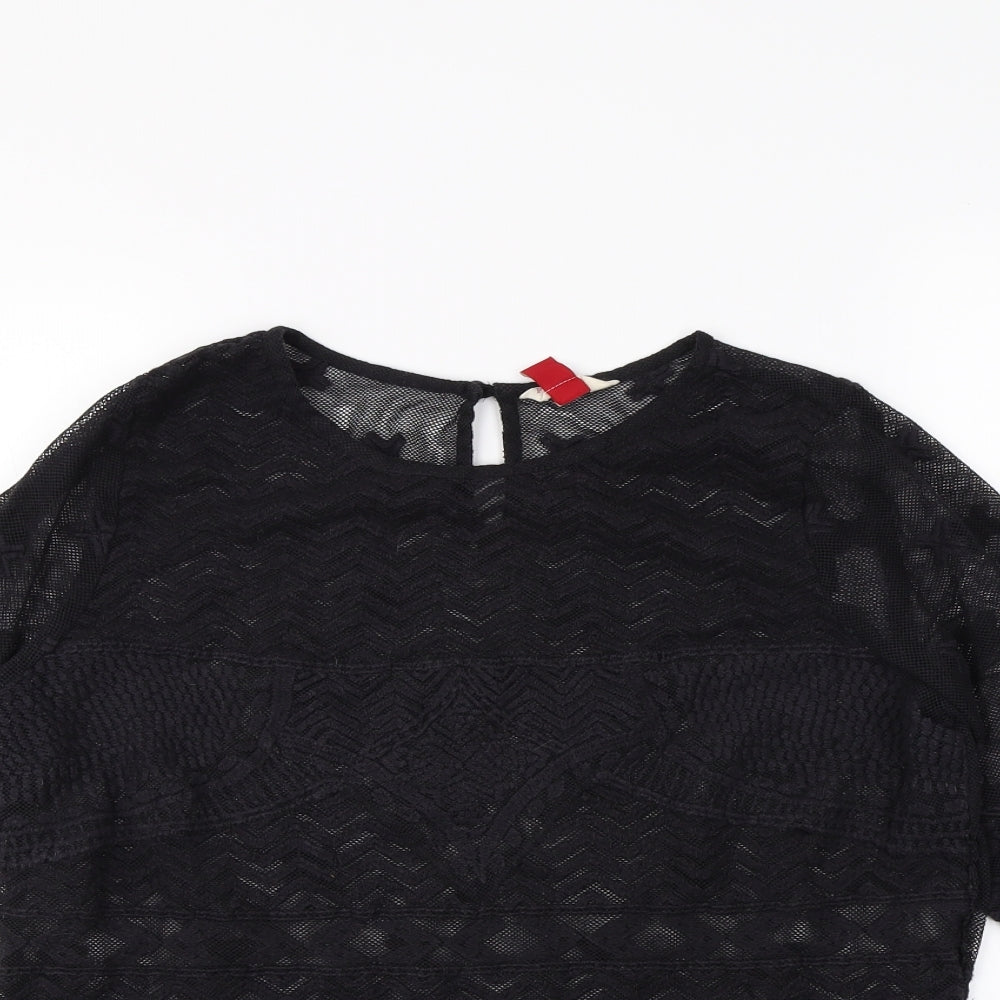 Womens UK Size 12 Falmer Heritage Black Basic T-Shirt