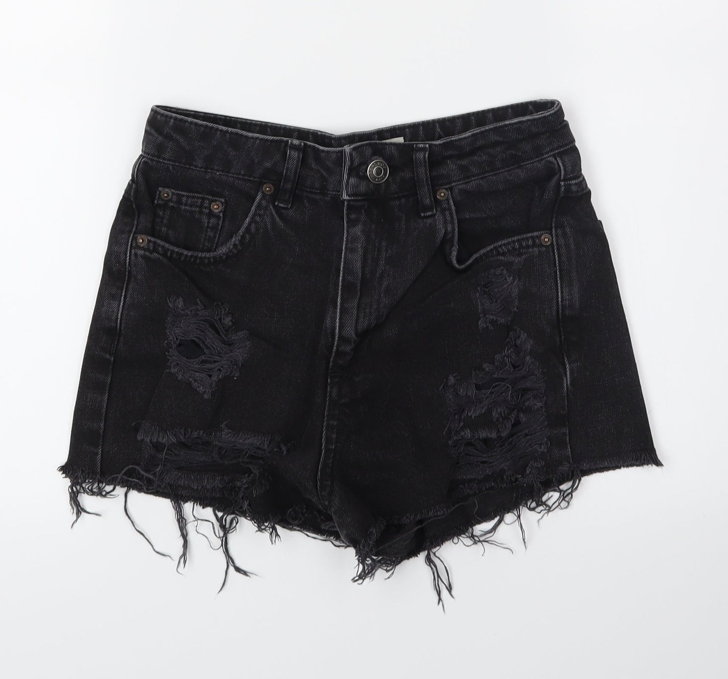 denim co Womens Grey  Denim Mom Shorts Size 6 - distressed