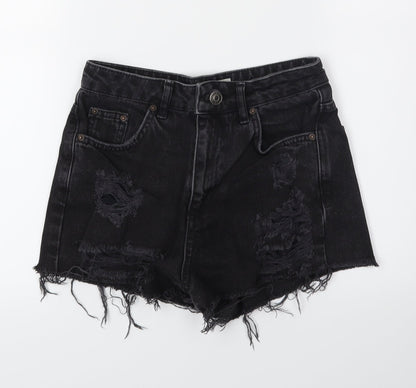 denim co Womens Grey  Denim Mom Shorts Size 6 - distressed