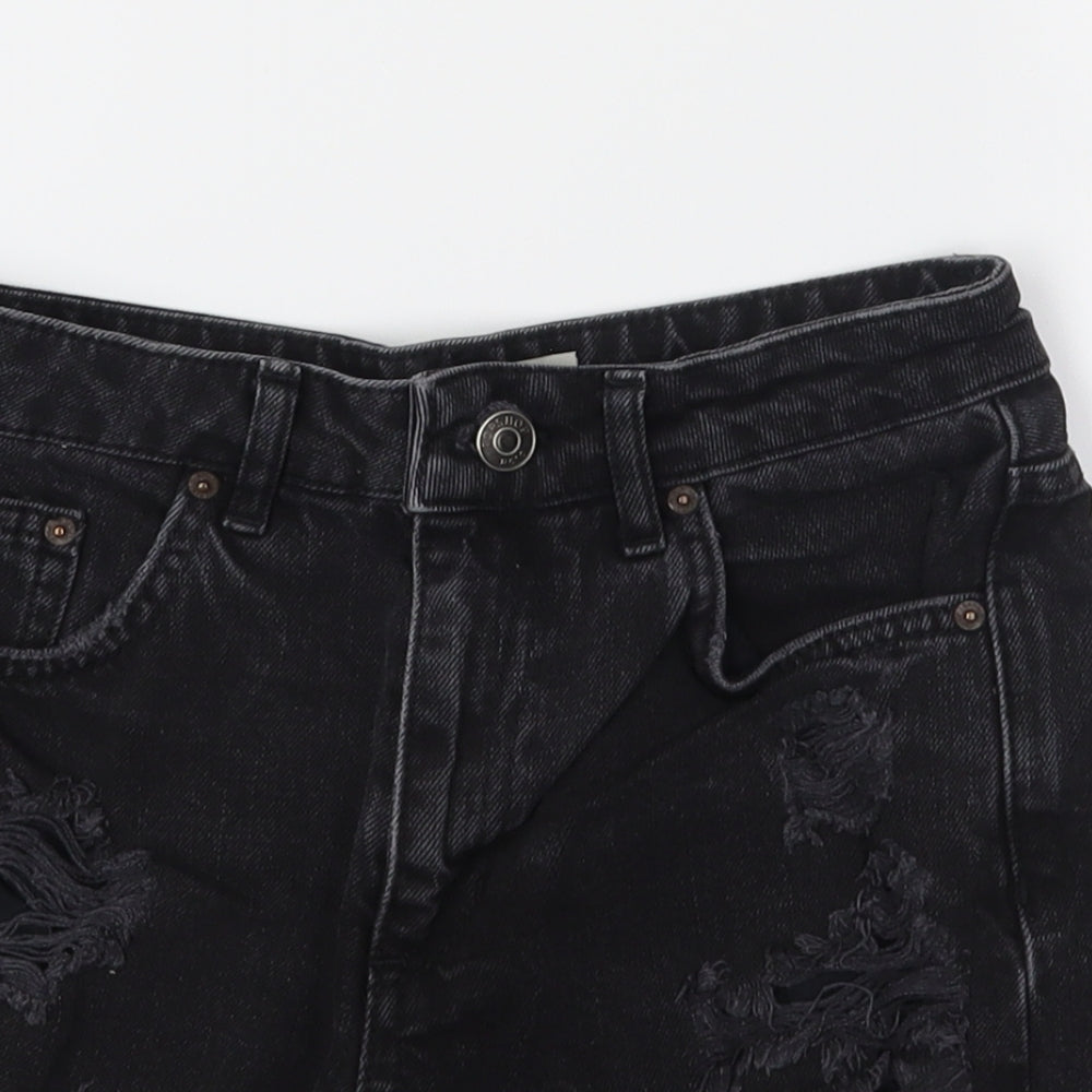 denim co Womens Grey  Denim Mom Shorts Size 6 - distressed