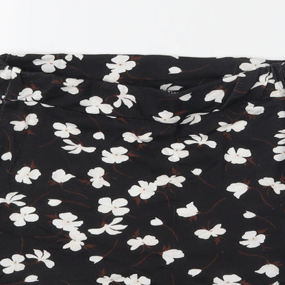 PRETTYLITTLETHING Womens Black Floral  Flare Skirt Size 6
