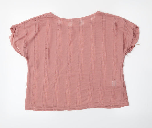 Womens UK Size 14 New Look Pink Basic T-Shirt