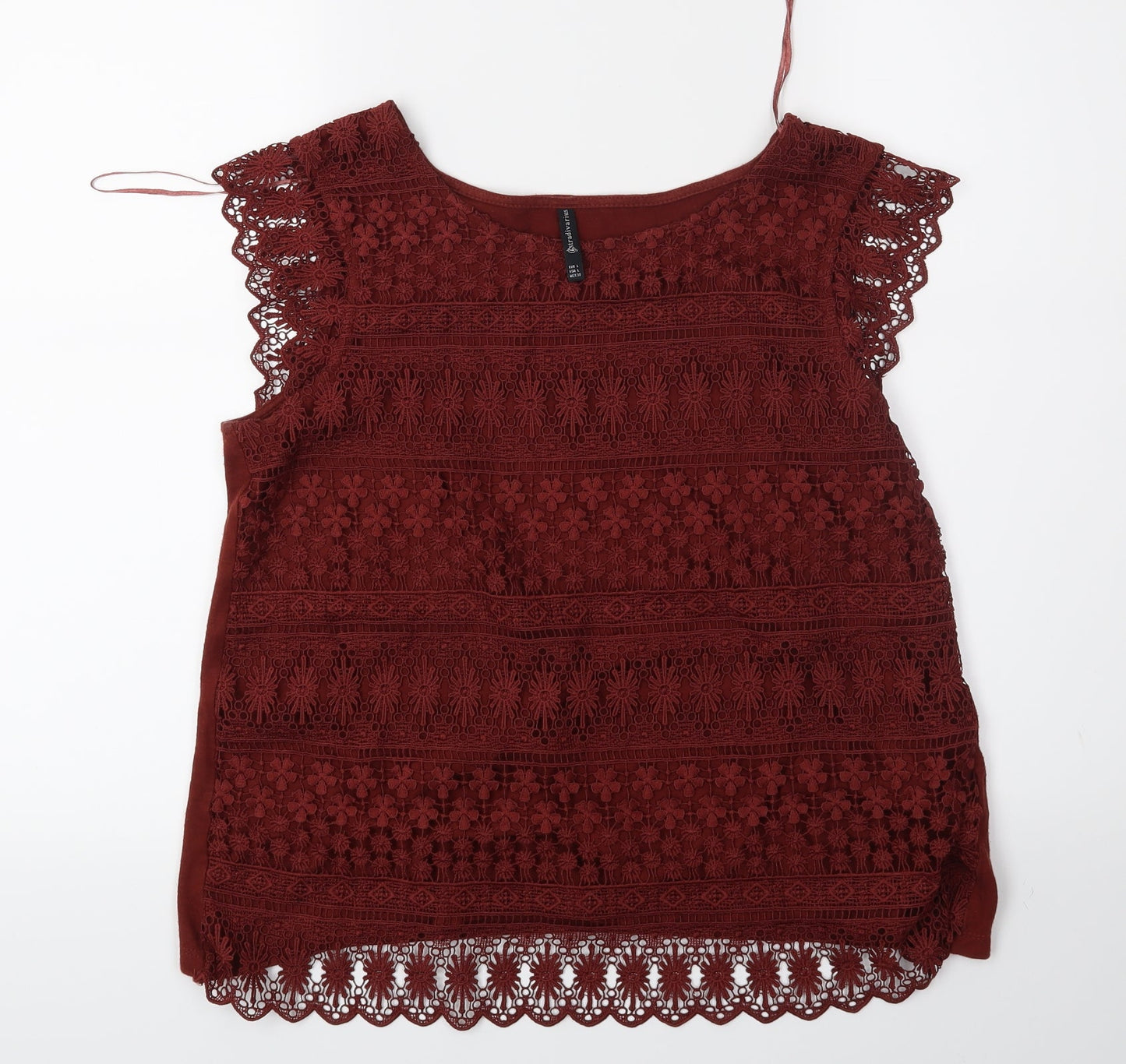 Womens UK Size L Stradivarius Red Basic Blouse