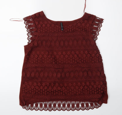 Womens UK Size L Stradivarius Red Basic Blouse