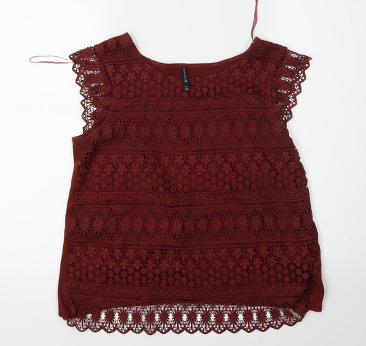 Womens UK Size L Stradivarius Red Basic Blouse
