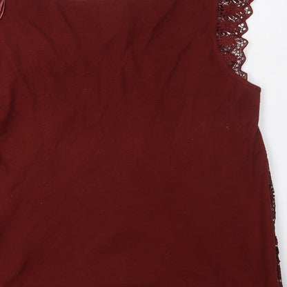 Womens UK Size L Stradivarius Red Basic Blouse