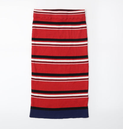 H&M Womens Red Striped  Straight & Pencil Skirt Size XS
