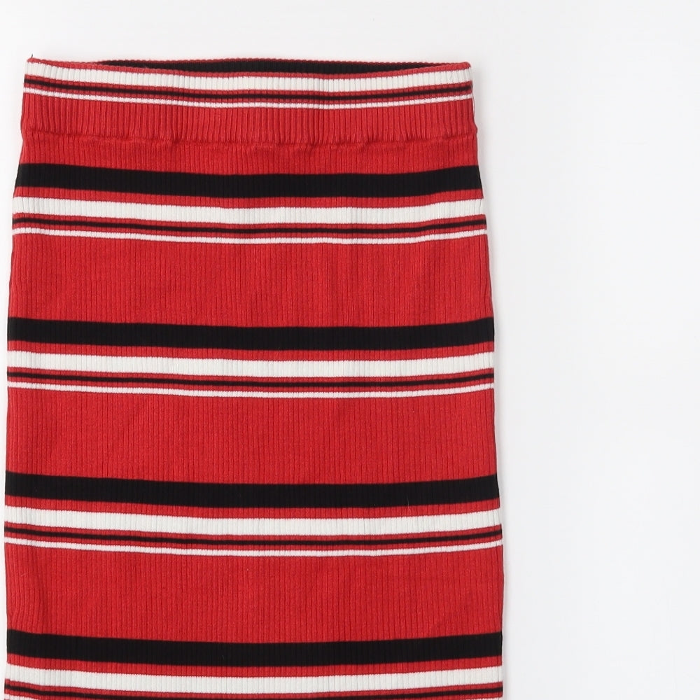 H&M Womens Red Striped  Straight & Pencil Skirt Size XS