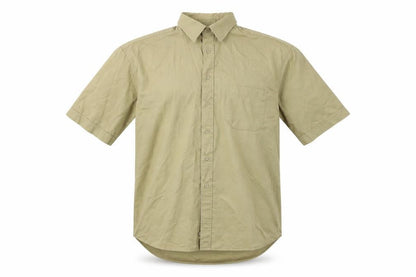 Mens UK Size L District Beige  Button-Up Short Sleeve Casual Shirt