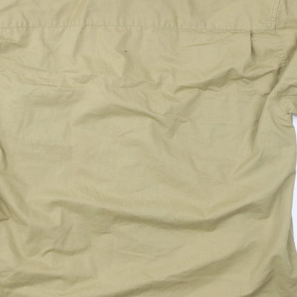 Mens UK Size L District Beige  Button-Up Short Sleeve Casual Shirt
