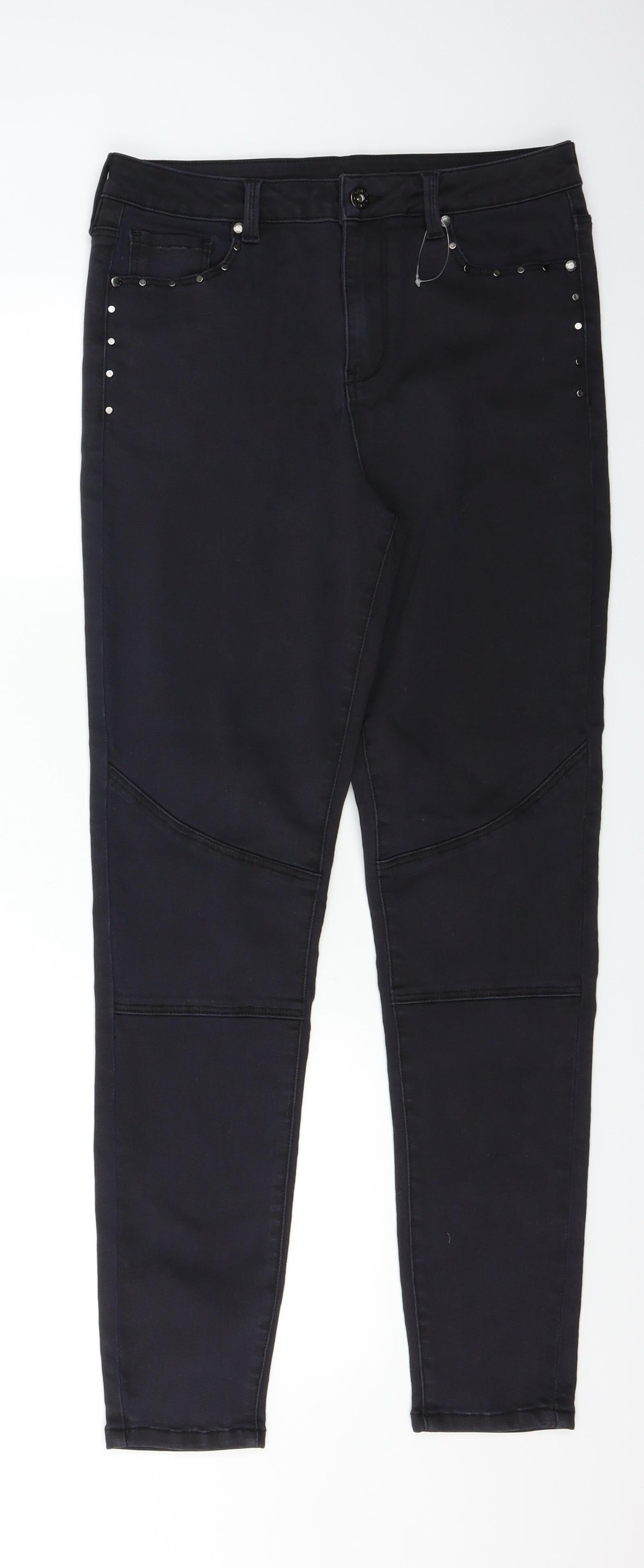 Womens UK Size 8 Preworn Regular Fit Skinny Black Jeans