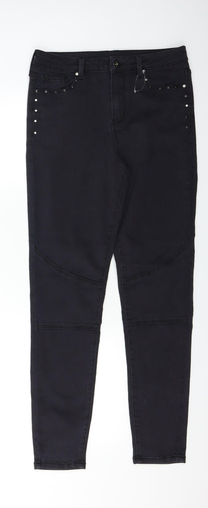 Womens UK Size 8 Preworn Regular Fit Skinny Black Jeans