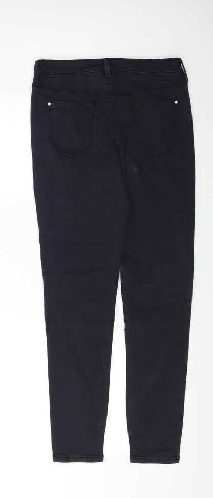 Womens UK Size 8 Preworn Regular Fit Skinny Black Jeans