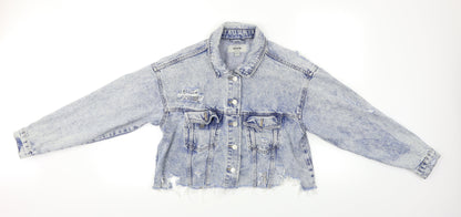 New Look Womens Blue  Denim Jacket  Size 8  - Distressed