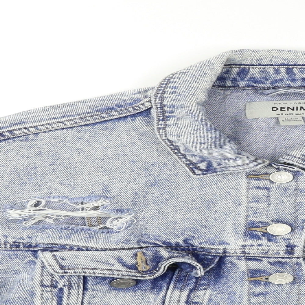 New Look Womens Blue  Denim Jacket  Size 8  - Distressed
