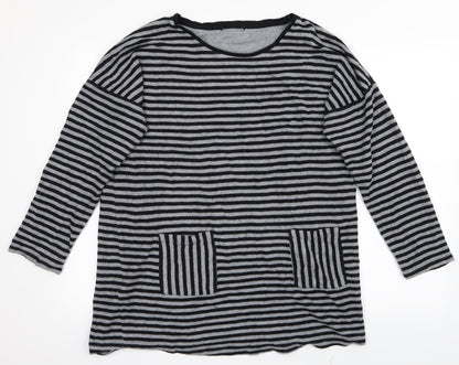 NEXT Womens Grey Striped  Pullover Jumper Size 16