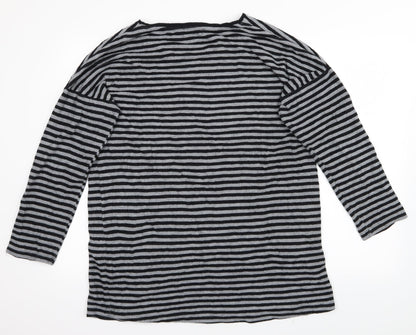 NEXT Womens Grey Striped  Pullover Jumper Size 16