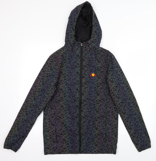 ellesse Womens Black Geometric  Windbreaker Coat Size 6