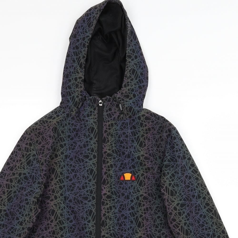 ellesse Womens Black Geometric  Windbreaker Coat Size 6