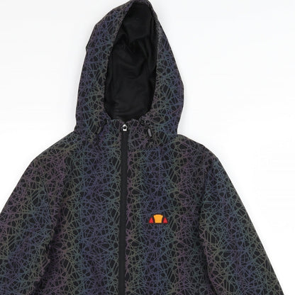 ellesse Womens Black Geometric  Windbreaker Coat Size 6