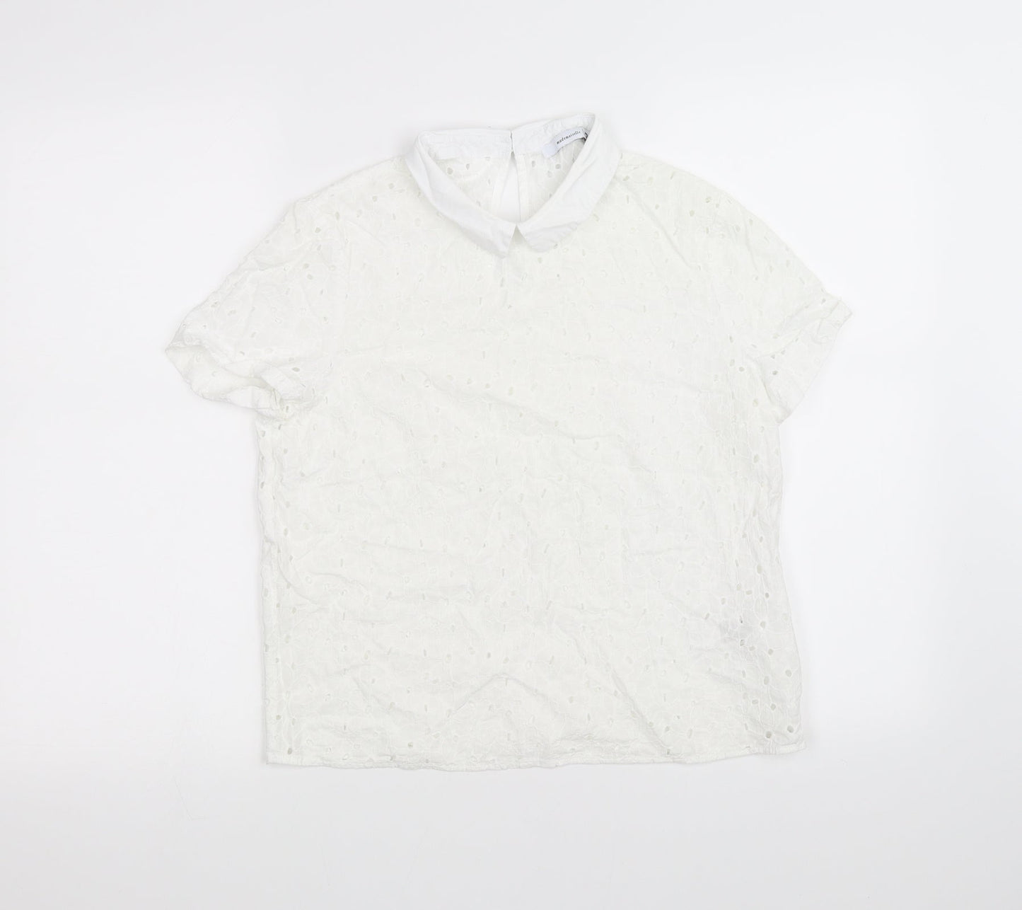 Womens UK Size 10 Mademoiselle R White Basic T-Shirt